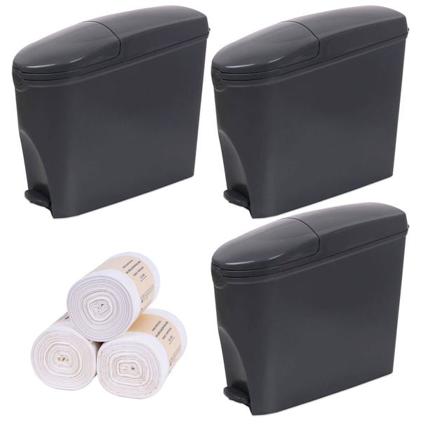 ProWashroom Sanitary Bin 60L & 150 Bin Liners - Slimline Washrooms Toilets Hygienic Disposal Pedal Bins