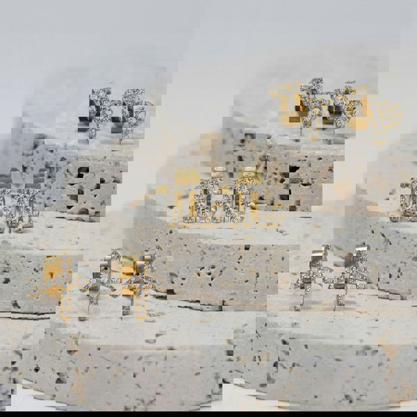 Say It With Scorpio Earrings with CZ Stones - Yellow Gold Plated