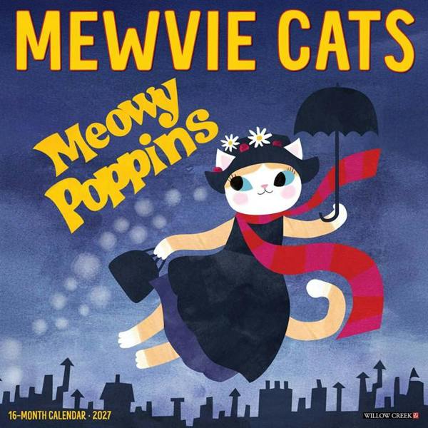 Mewvie Cats Calendar 2027, Wall Calendars, Month To View, Cats, Gift