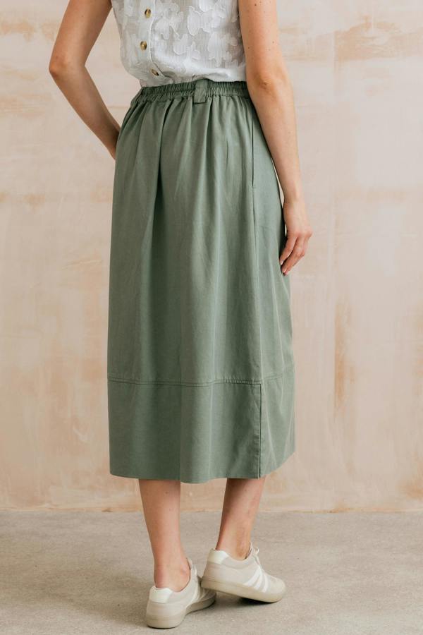 Lily & Me Estuary Midi Skirt Laurel Green