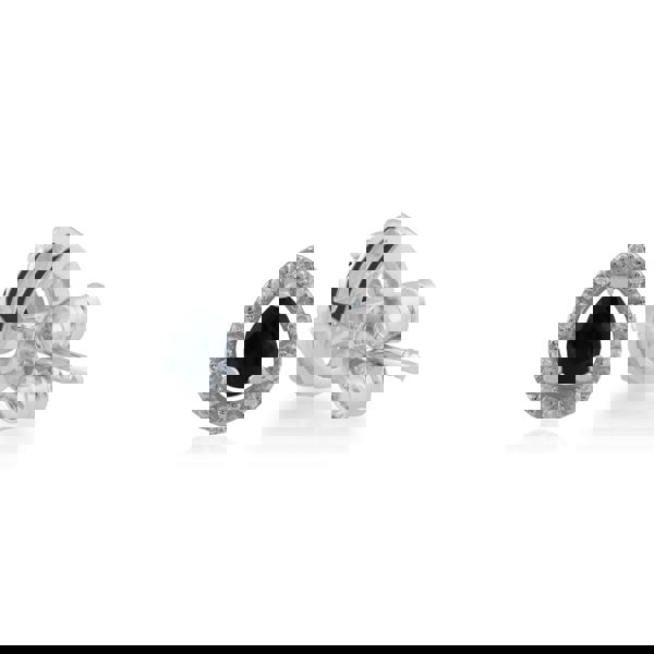 162E0201019 Classic Pear Sapphire & Diamond Halo Stud Earrings in 9ct White Gold 3