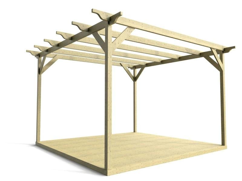 Arbor Garden Solutions Sculpted Wooden Pergola and Decking Kit