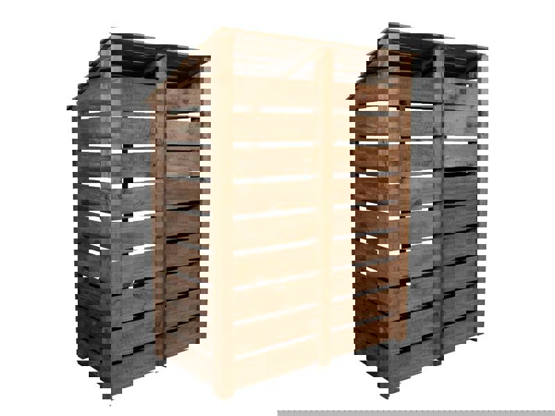 Arbor Garden Solutions Slatted Wooden Log Store W-146cm, H-126cm or 180cm, D-88cm - Brown Finish