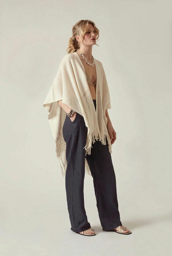 James Lakeland Cream Pointelle Knit Kaftan