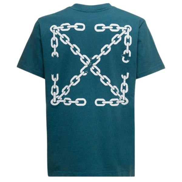 Off-White Off White Chain Arrow Design Slim Fit Duck Green T Shirt