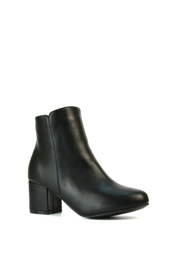 XY LONDON Mid Block Heel Zip Up Ankle Boots