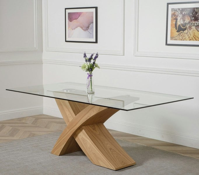 That's Furniture Valencia Oak Large Glass Dining Table & Berkeley Oak Chairs