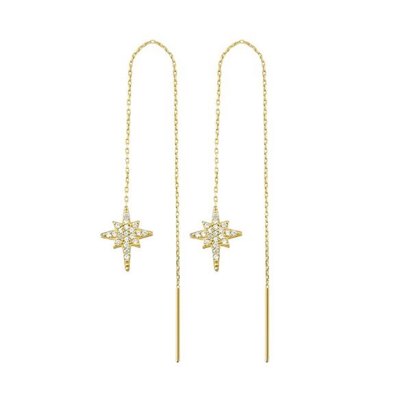 Spero London Northernstar Starburst Sterling Silver Chain Drop Earrings - Pair