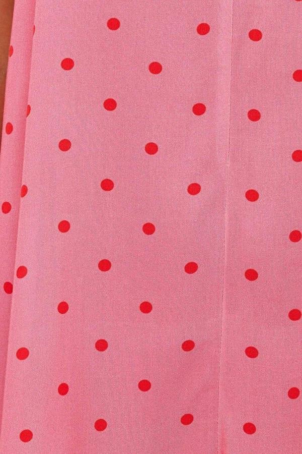 WOVCOR Polka Dot Ruffled Strappy Viscose Woven Playsuıt