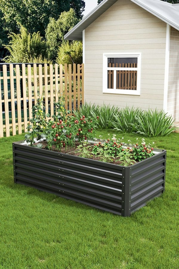 Living and Home Metal Rectangular Raised Garden Bed