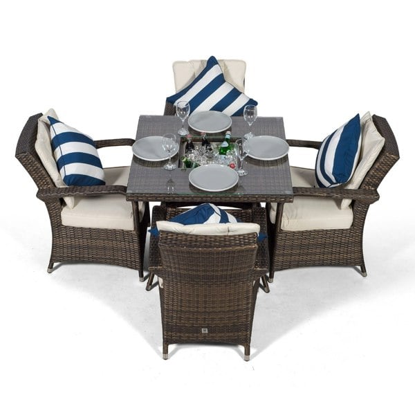 Giardino Arizona Square 4 Seater Patio Dining Set with Ice Bucket Drinks Cooler