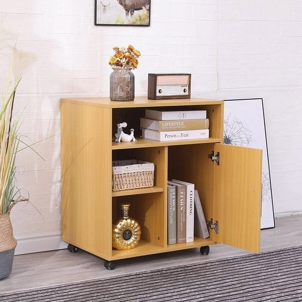 MMT Furniture Designs Beech wooden Printer cabinet with 2 shelves and 1 Door Filing Cabinet