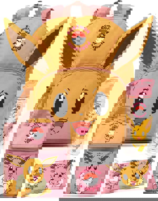 Pokemon Unisex Kids Orange Eevee Eevee 4 Piece Backpack Set (One Size)