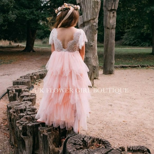 Back of Bohemian Princess Blush Dress