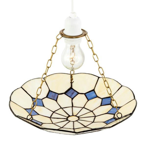 Classic Amber Stained Glass Tiffany Pendant Shade with Purple Diamonds Image 3