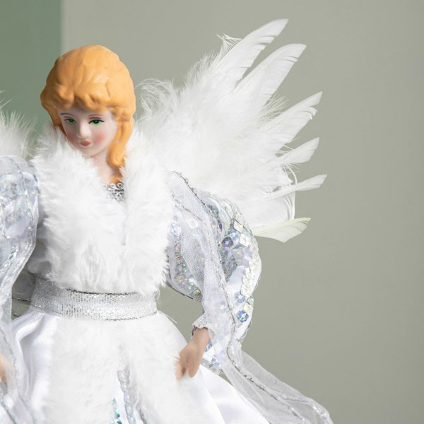 Samuel Alexander 30cm Christmas Tree Topper Angel Decoration in White & Silver