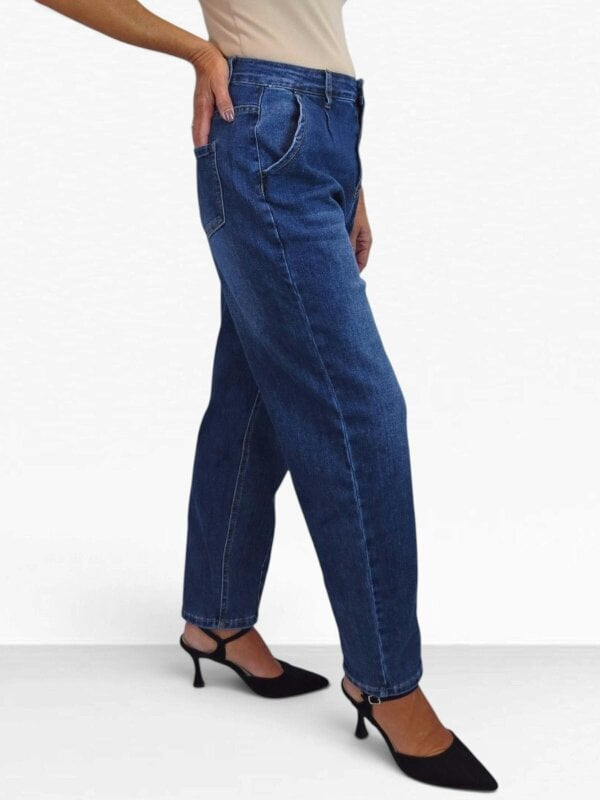 Paulo Due Women's High Waist Balloon Barrel Leg Stretch Denim Jeans