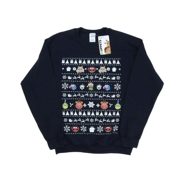 Disney Mens The Muppets Christmas Heads Sweatshirt - Navy Blue