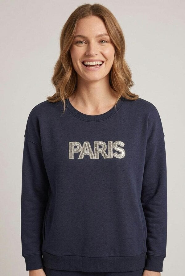 Izabel London Paris Embellished Relaxed Sweatshirt