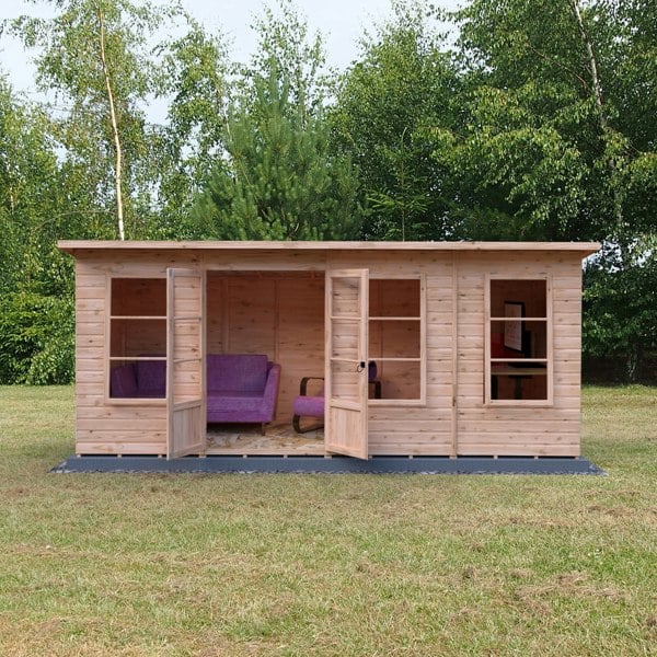 Shire 16x6 Dahlia Pent Summerhouse 12mm Shiplap interlock cladding