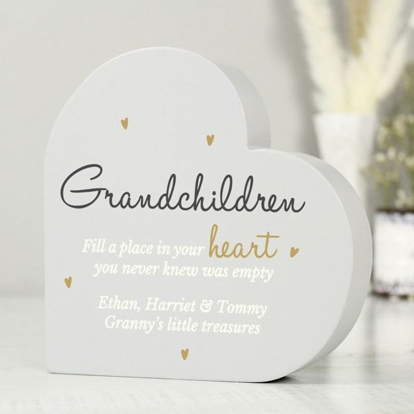 Personalised Memento Company Personalised Grandchildren Free Standing Heart Ornament