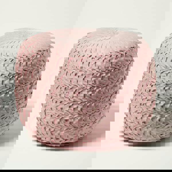 HOMESCAPES Grace Pleated Velvet Pouffe