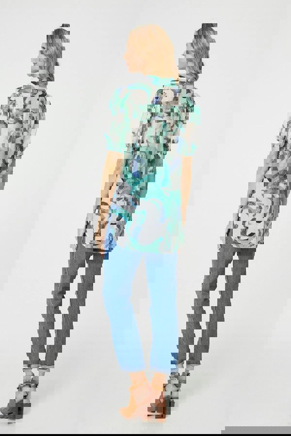 Green | Abstract Print 1/2 Sleeve Blouse