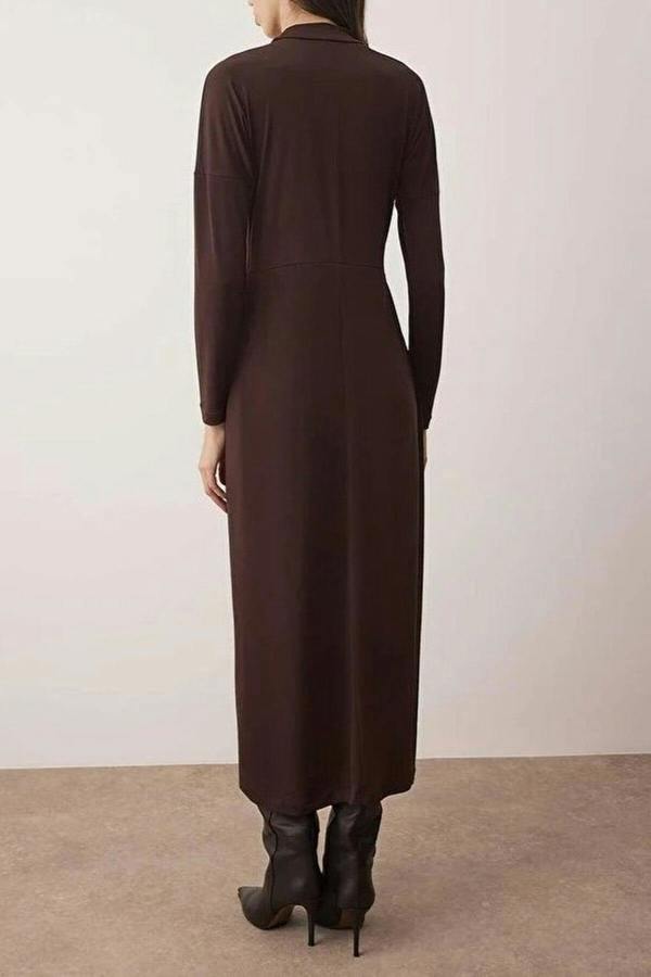 WOVCOR Knit Dress with Waist Buckle Detail