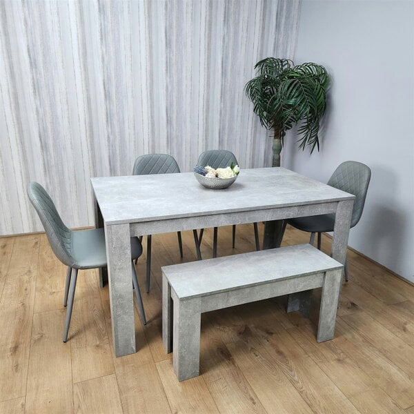 Kosy Koala Wooden Rectangle Dining Table Sets with Set of 4 Chairs, a Bench, Grey