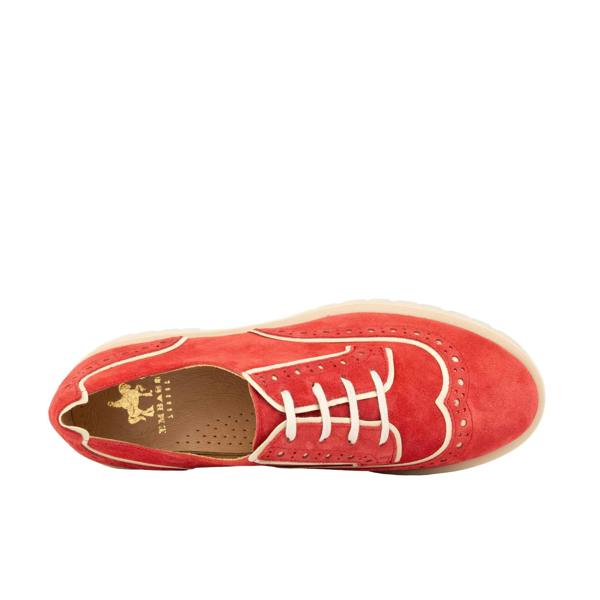 Embassy London Artisan - Red & Cream - Women's leather lace-up shoe with brogue detailing