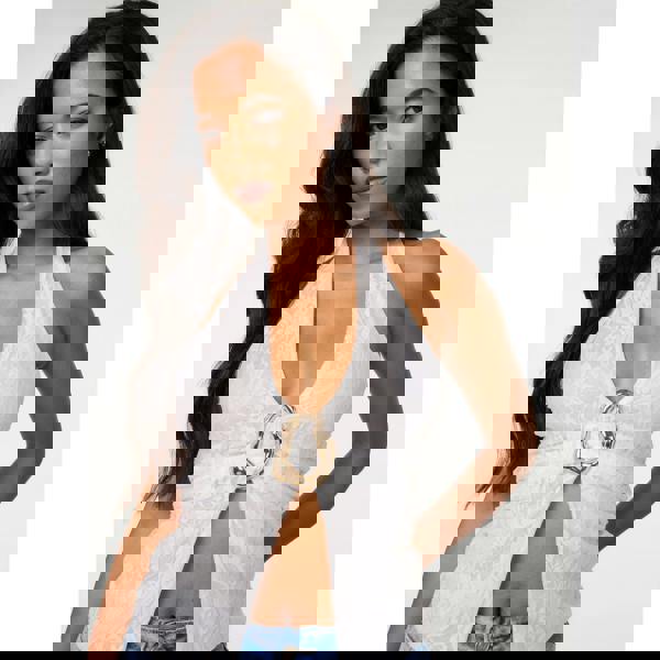 Pink Vanilla Lace Trim Halter Top