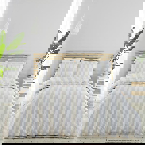Catherine Lansfield Cove Stripe Natural Duvet Cover Set