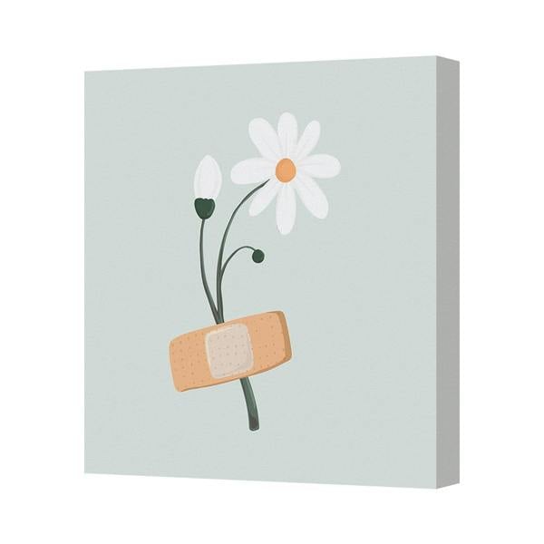 Benjamin Tate Design Daisy Flower Canvas Art Print With Band Aid Stem Modern Home Decor