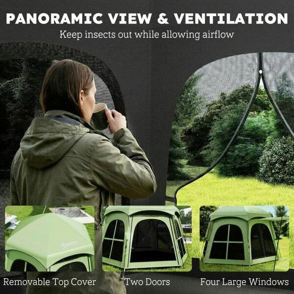 Pop Up Tent 3000mm Waterproof Instant Camping Tent 3-4 Person with 2 Doors 4 Windows Green