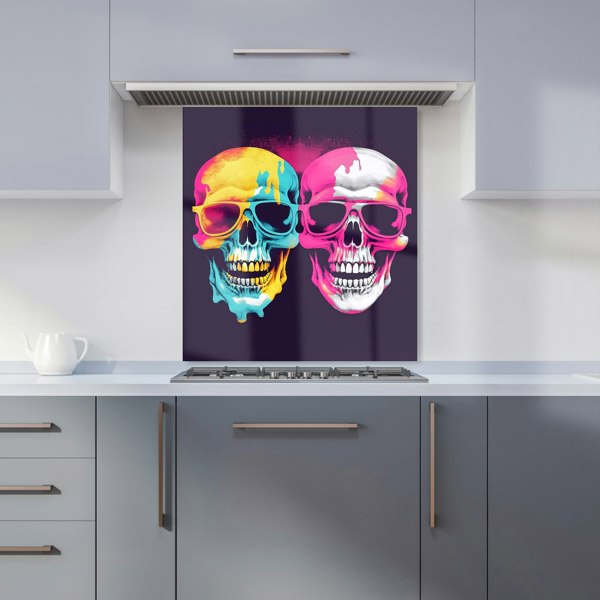 Warren Reed - Designer Pinks And Blue Happy Skeletons Kitchen Splashback