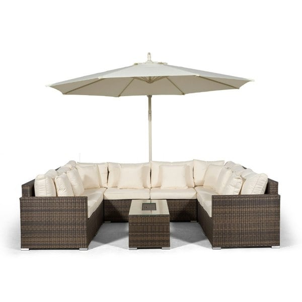Giardino Havana 8 Seat Rattan Sofa Conversation Set with Large Coffee Table