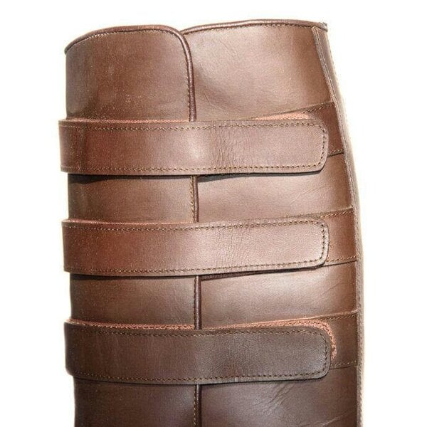 eQuitack Unisex Leather Long Yard & Stable Country Horse Riding Boots With Adjustable Straps Brown