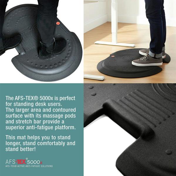 Floortex AFS-TEX® 5000X Black Active Anti-Fatigue Mat - 66 x 90cm