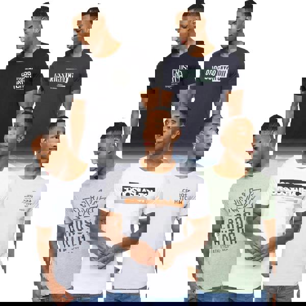 Crosshatch Mens Logotime T-Shirt (Pack of 5) - Black/Mint/Navy/White/Grey Marl - 