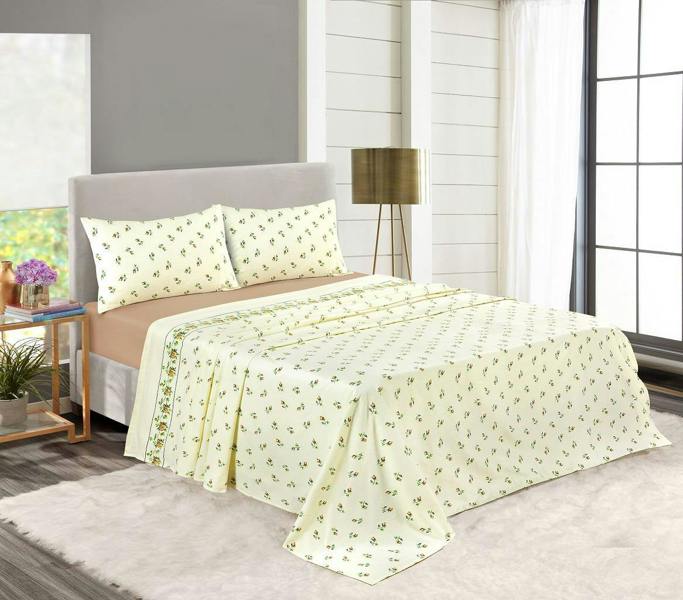 Rosebud Flannelette Sheet Set - Natural - King
