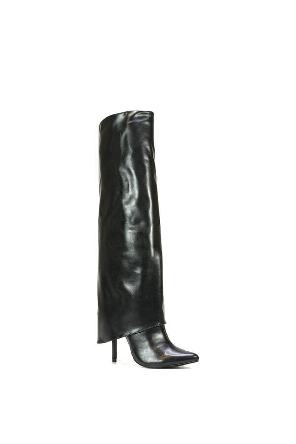 XY LONDON Foldover Knee High Boots With Stiletto Heel