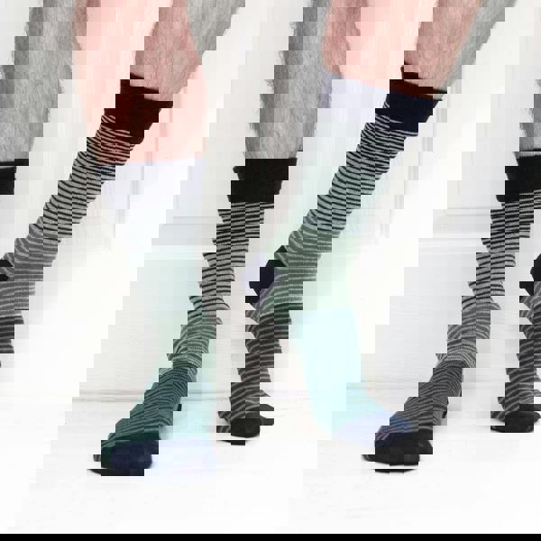 Jemsox All Over Fine Stripe Organic Cotton Mens Socks | Comfort Top Fit