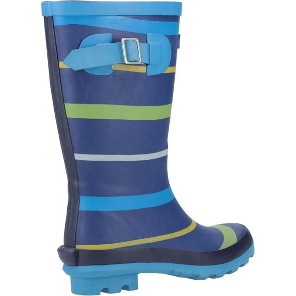 Cotswold Stripe Wellington Rubber Boys Blue/Green/Yellow Wellington Boots