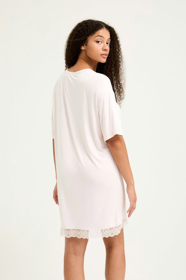 Bamboo Lace Tee Dress in Powder Puff - Nightgowns