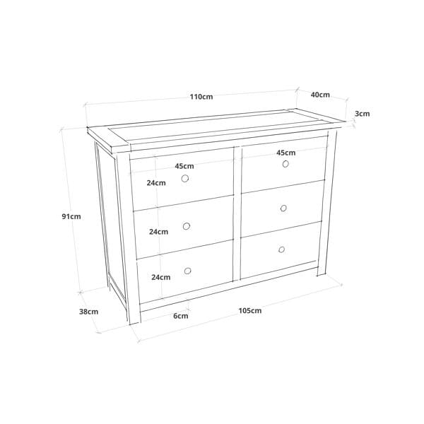 Cabinet Bits Argenta 6 Drawer Chest of Drawers Brass Knob