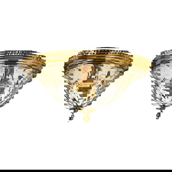 2 Bulb Flush Light Low Ceiling Burnished Brass LED E27 60W Bulb Loops