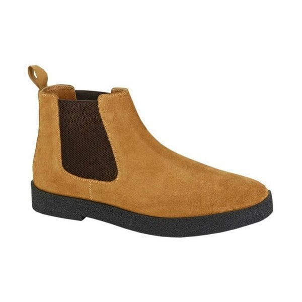 Roamers Mens Plain Suede Ankle Boots - Tan