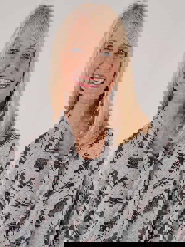 TIGI-Wear Abstract Print Tie Front Top