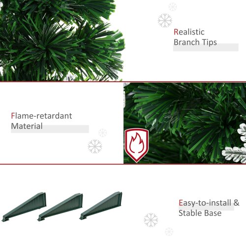 HOMCOM 3FT Green Fiber Optic Full Lights Christmas Tree Multi LED Stars