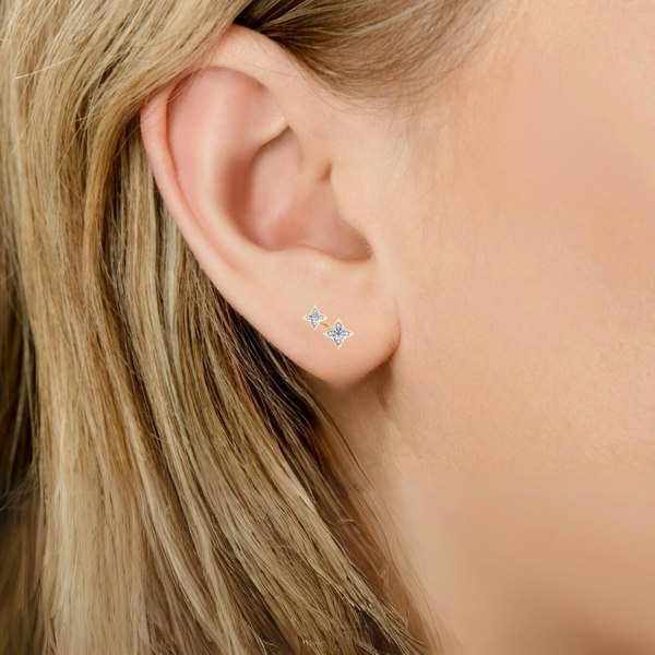 BLOOMTINE | Illuminess™ 14K Gold Vermeil Shooting Star Studs | Modelled